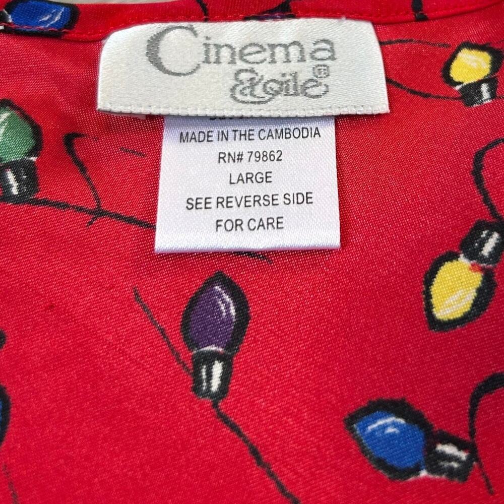 Vintage Cinema Etoile Cami Red Christmas Lights Satin Tank Top Holiday Y2K L - Picture 3 of 6